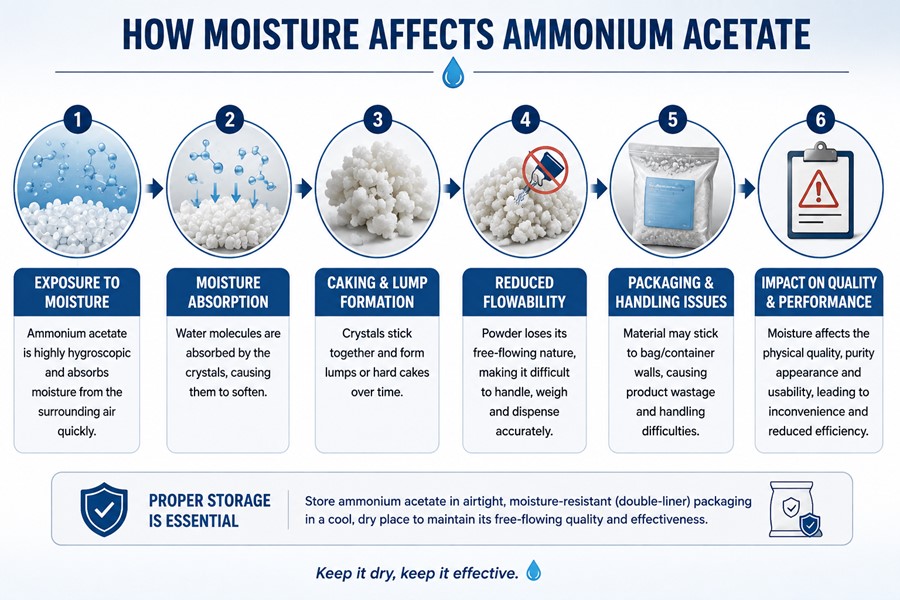 How      Moisture Affects Hygroscopic Chemicals During Storage: A Guide to Ammonium Acetate